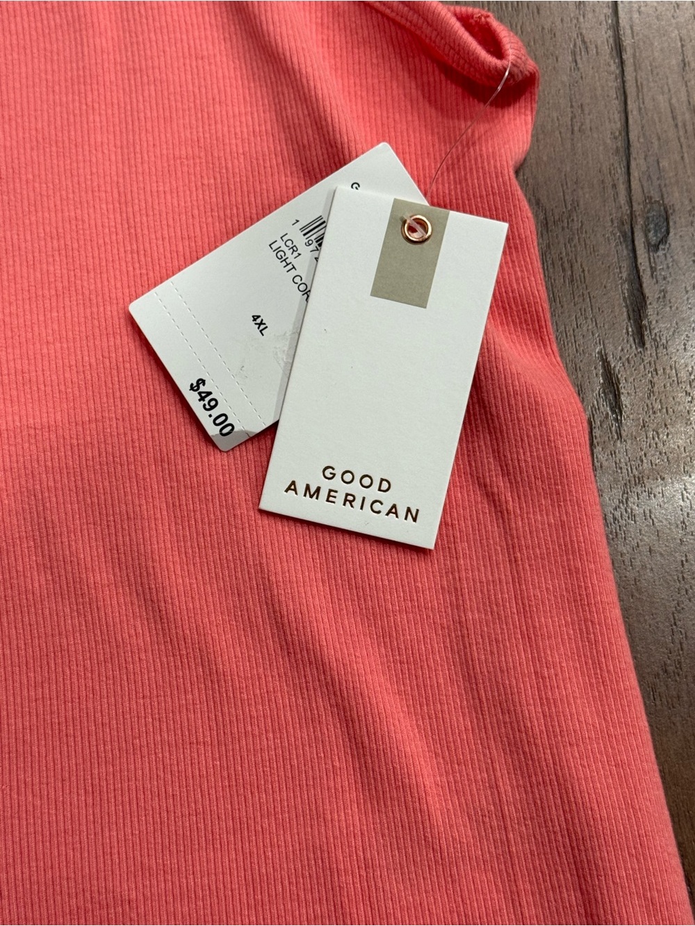 Good American Ribbed Tank in Coral